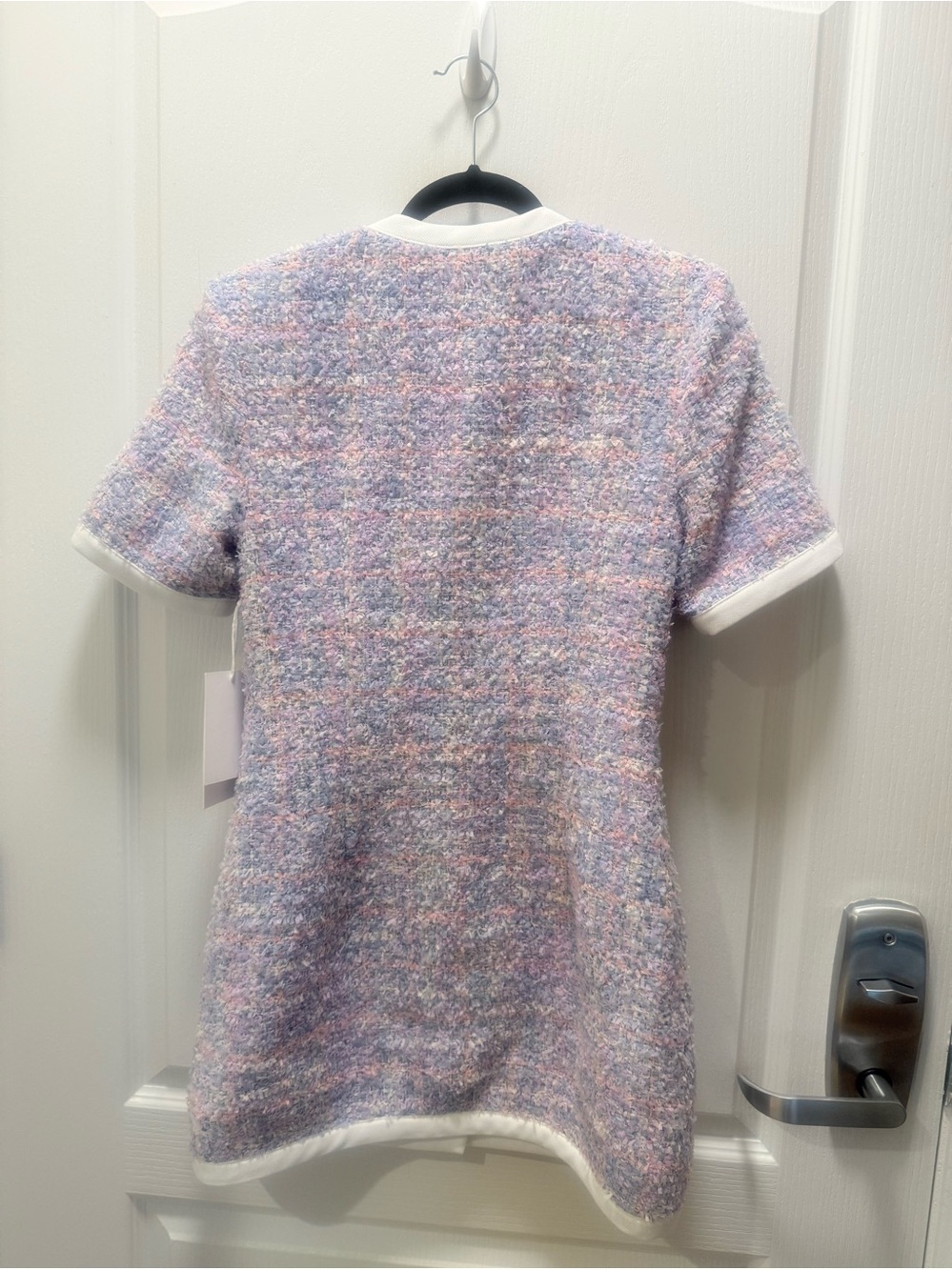 Maude Club Taylor Lavender Tweed Mini Dress with Gold Buttons Size S NWT - Picture 5 of 5
